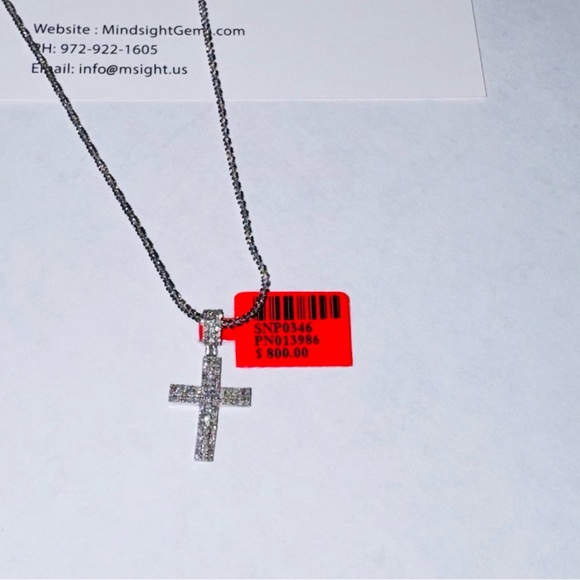 Real Diamond Cross Pendant, Faith Gift for her, Affordable Christmas present, - Picture 6 of 6